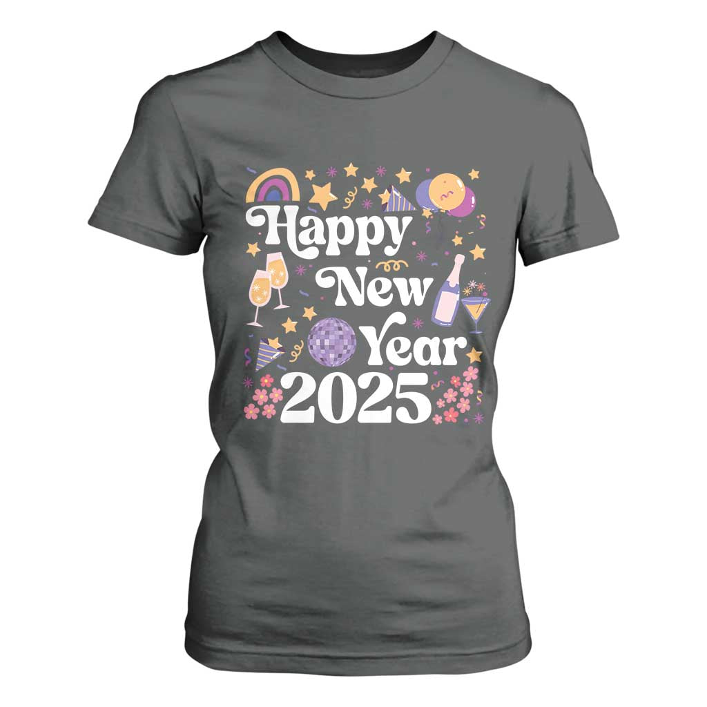 Happy New Year 2025 T Shirt For Women Cute New Year's Eve Party TS11 Dark Heather Print Your Wear