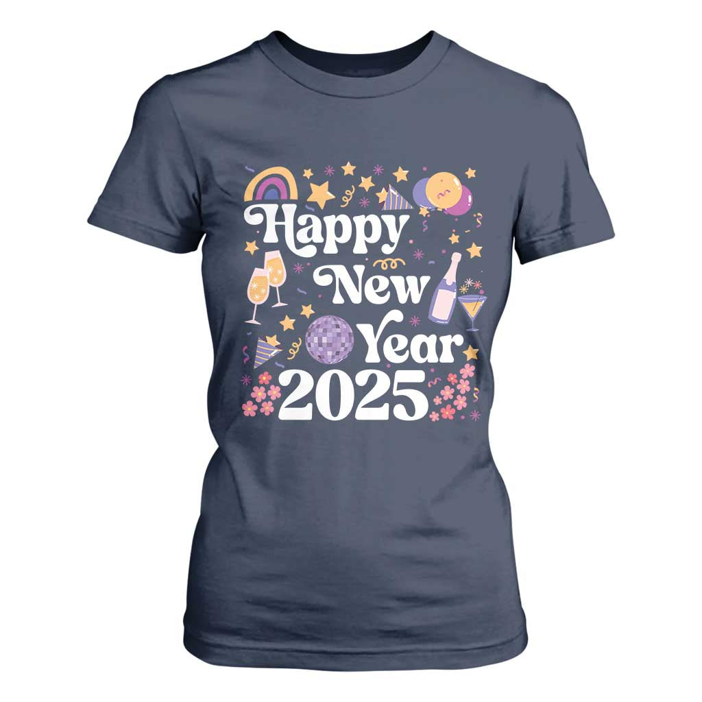 Happy New Year 2025 T Shirt For Women Cute New Year's Eve Party TS11 Navy Print Your Wear