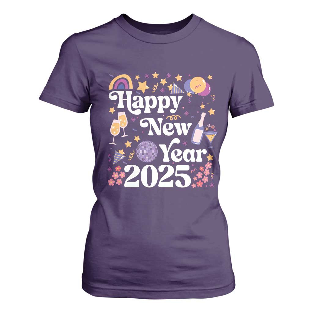 Happy New Year 2025 T Shirt For Women Cute New Year's Eve Party TS11 Purple Print Your Wear