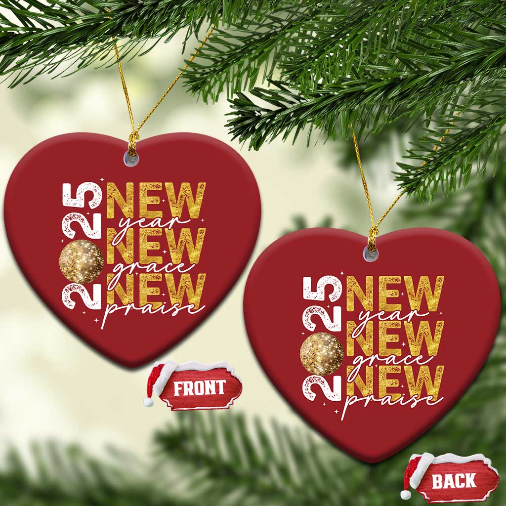New Year New Grace New Praise 2025 Christmas Ornament TS11 Heart Red Print Your Wear
