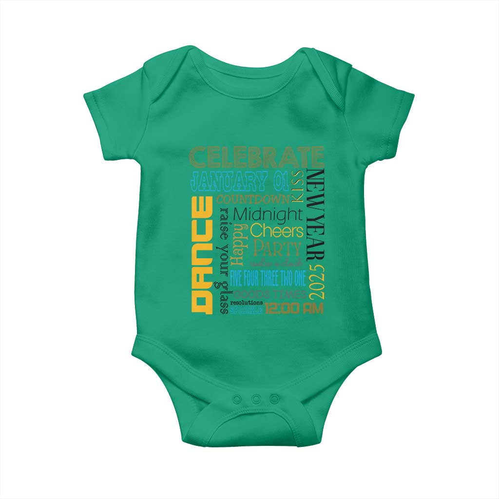Happy New Year 2025 Baby Onesie New Year's Eve Activities TS11 Irish Green Print Your Wear