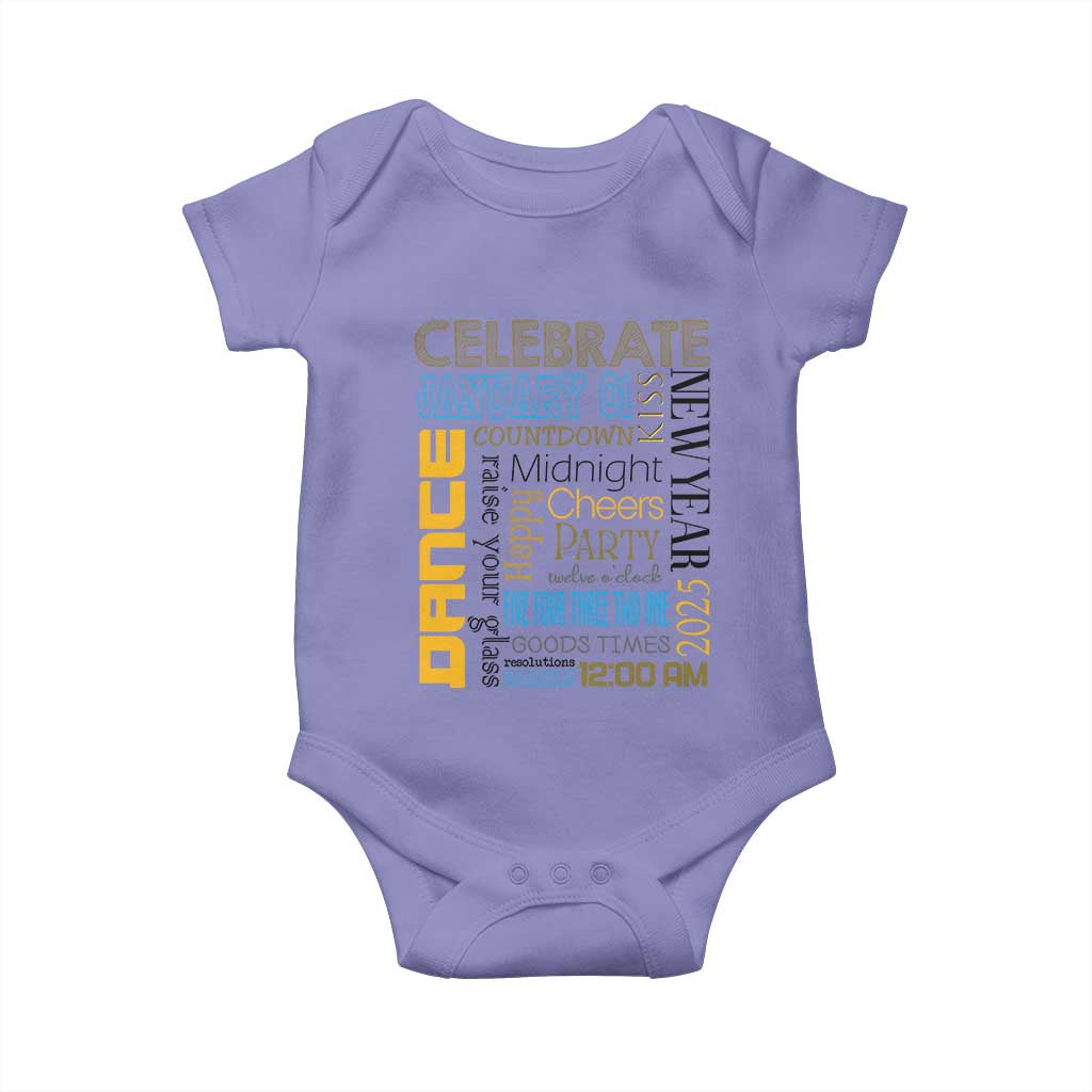 Happy New Year 2025 Baby Onesie New Year's Eve Activities TS11 Violet Print Your Wear