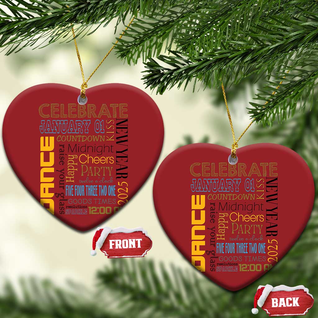 Happy New Year 2025 Christmas Ornament New Year's Eve Activities TS11 Heart Red Print Your Wear