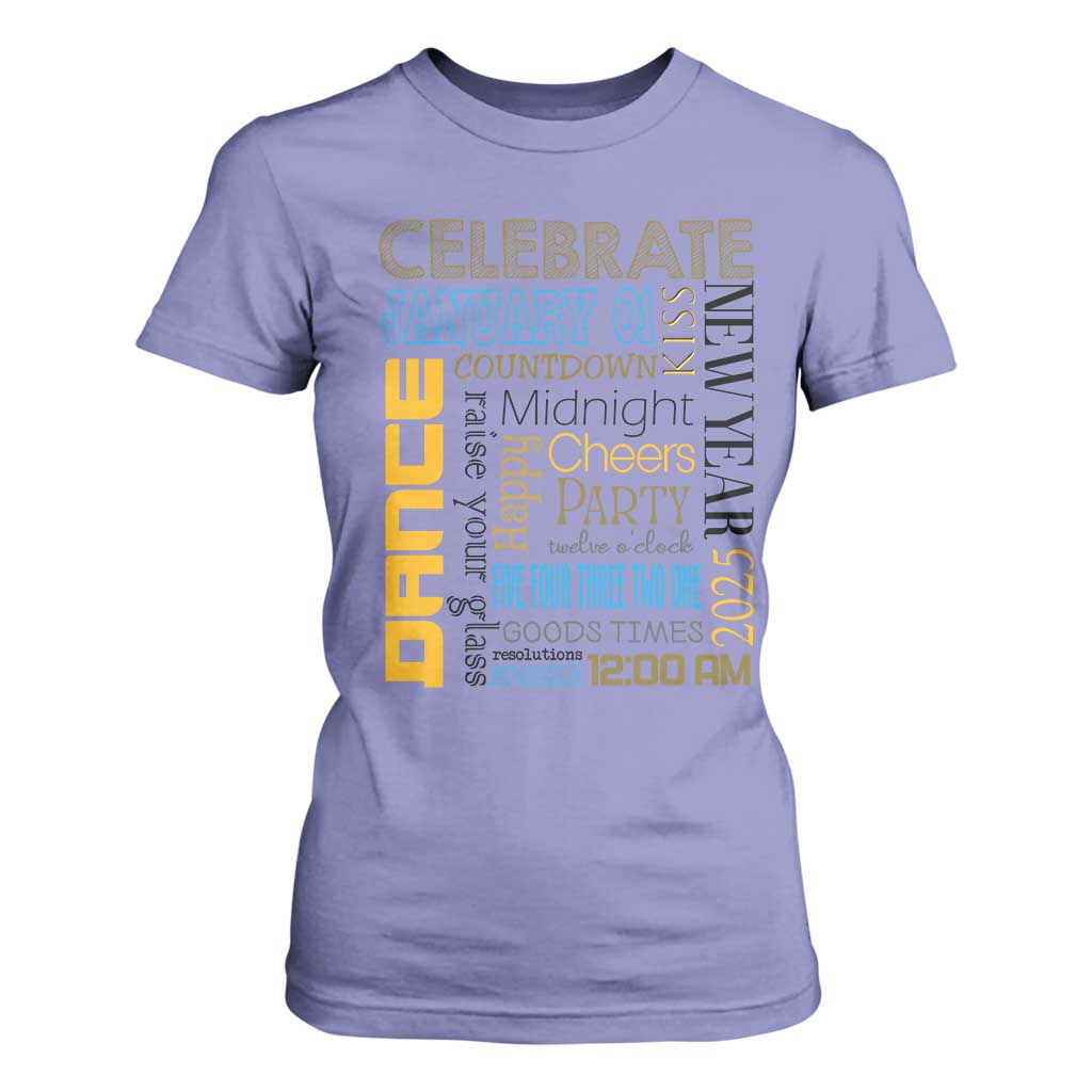 Happy New Year 2025 T Shirt For Women New Year's Eve Activities TS11 Violet Print Your Wear