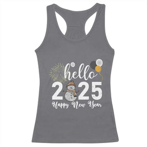 Hello 2025 Happy New Year Racerback Tank Top Snowman Firework New Year's Eve TS11 Charcoal Print Your Wear