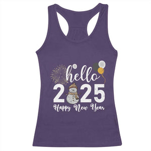 Hello 2025 Happy New Year Racerback Tank Top Snowman Firework New Year's Eve TS11 Purple Print Your Wear