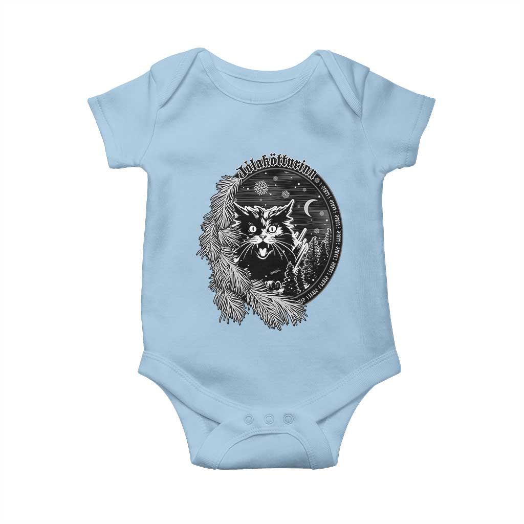 Funny Yule Black Cat Mistletoe Jolakotturinn Baby Onesie TS11 Light Blue Print Your Wear