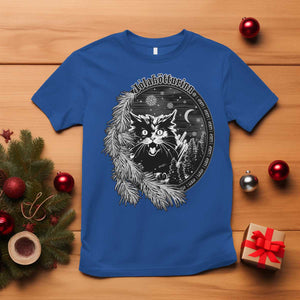 Funny Yule Black Cat Mistletoe Jolakotturinn T Shirt TS11 Royal Blue Print Your Wear