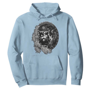 Funny Yule Black Cat Mistletoe Jolakotturinn Hoodie TS11 Light Blue Print Your Wear