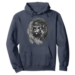 Funny Yule Black Cat Mistletoe Jolakotturinn Hoodie TS11 Navy Print Your Wear