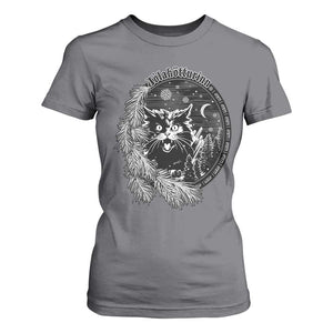 Funny Yule Black Cat Mistletoe Jolakotturinn T Shirt For Women TS11 Charcoal Print Your Wear