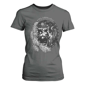 Funny Yule Black Cat Mistletoe Jolakotturinn T Shirt For Women TS11 Dark Heather Print Your Wear