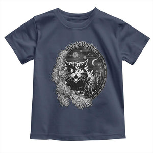 Funny Yule Black Cat Mistletoe Jolakotturinn Toddler T Shirt TS11 Navy Print Your Wear