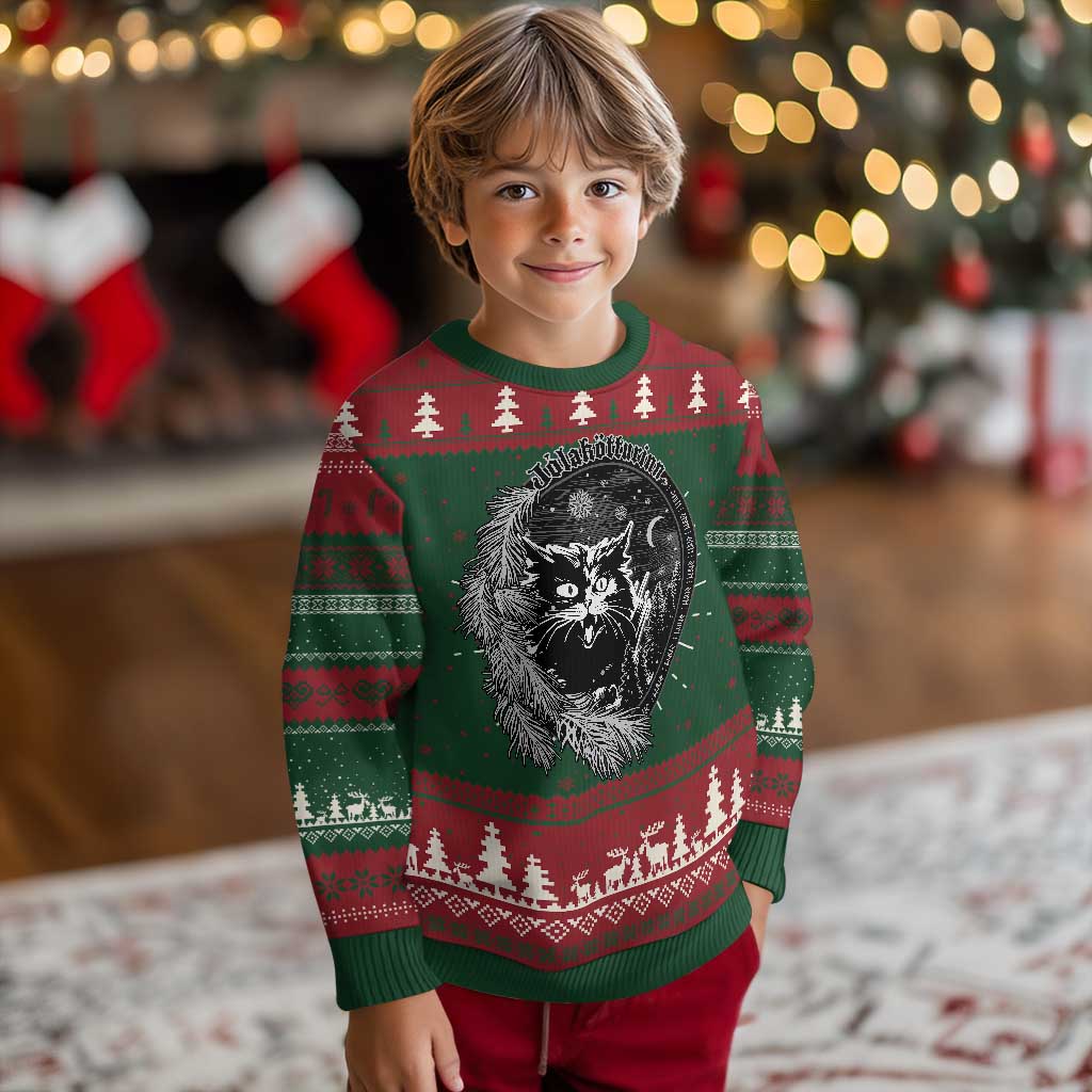 Funny Yule Black Cat Mistletoe Jolakotturinn Ugly Christmas Sweater TS11 Christmas Print Your Wear
