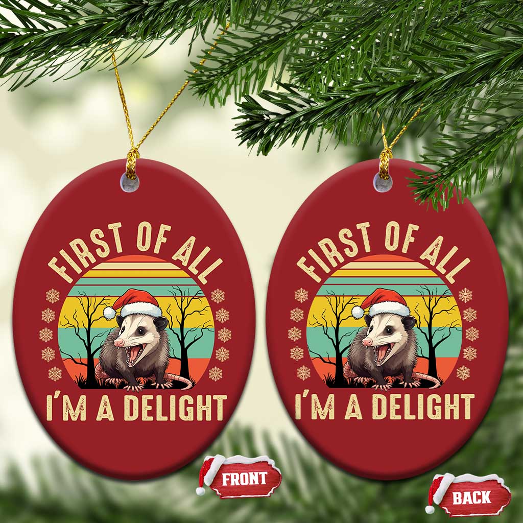 Funny First Of All I'm A Delight Christmas Ornament Angry Opossum Possum Xmas TS11 Oval Red Print Your Wear