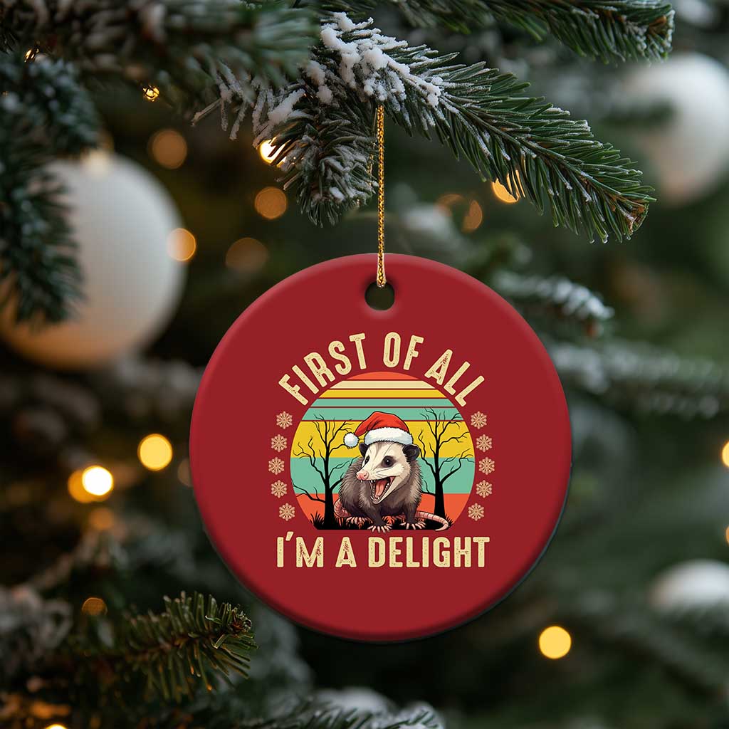 Funny First Of All I'm A Delight Christmas Ornament Angry Opossum Possum Xmas TS11 Print Your Wear