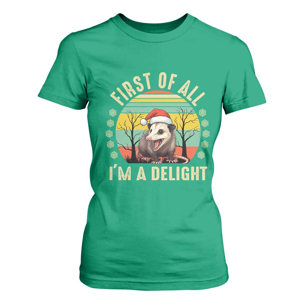 Funny First Of All I'm A Delight T Shirt For Women Angry Opossum Possum Christmas TS11 Irish Green Print Your Wear