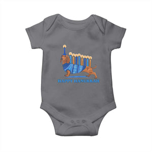 Funny Happy Hanukkah Dachshund Wiener Dog Menorah Baby Onesie TS11 Charcoal Print Your Wear
