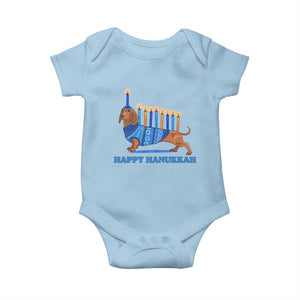 Funny Happy Hanukkah Dachshund Wiener Dog Menorah Baby Onesie TS11 Light Blue Print Your Wear