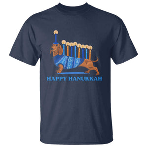 Funny Happy Hanukkah Dachshund Wiener Dog Menorah T Shirt TS11 Navy Print Your Wear