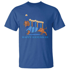 Funny Happy Hanukkah Dachshund Wiener Dog Menorah T Shirt TS11 Royal Blue Print Your Wear