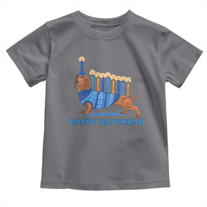 Funny Happy Hanukkah Dachshund Wiener Dog Menorah Toddler T Shirt TS11 Charcoal Print Your Wear