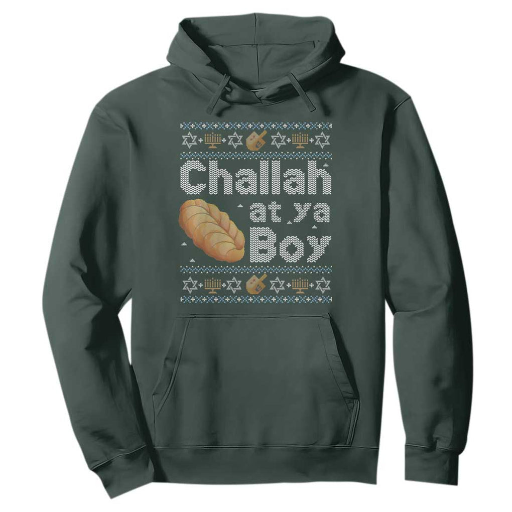 Funny Hanukkah Hoodie Challah At Ya Boy Jewish Holiday TS11 Dark Forest Green Print Your Wear