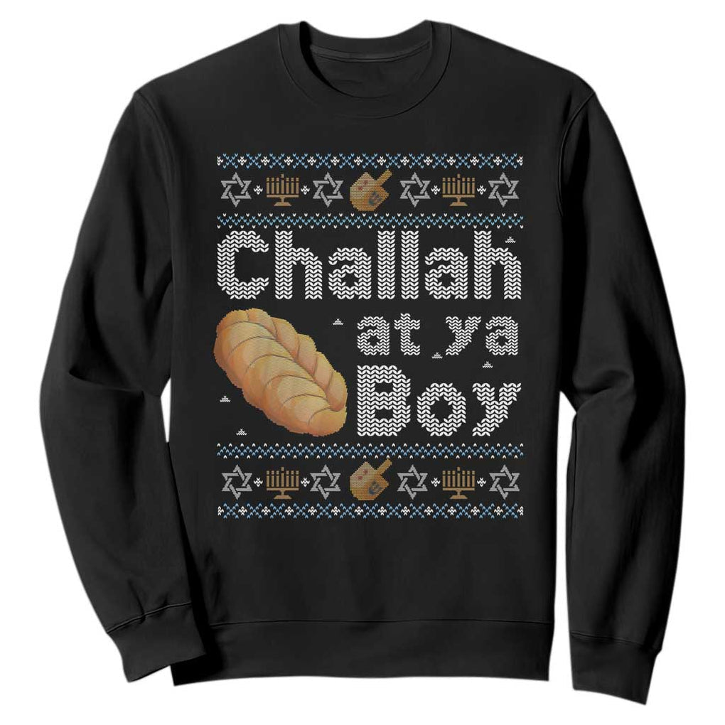 Funny Hanukkah Sweatshirt Challah At Ya Boy Jewish Holiday TS11 Black Print Your Wear