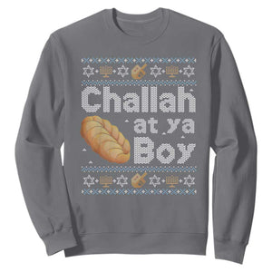 Funny Hanukkah Sweatshirt Challah At Ya Boy Jewish Holiday TS11 Charcoal Print Your Wear