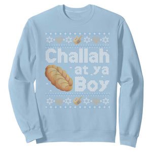Funny Hanukkah Sweatshirt Challah At Ya Boy Jewish Holiday TS11 Light Blue Print Your Wear