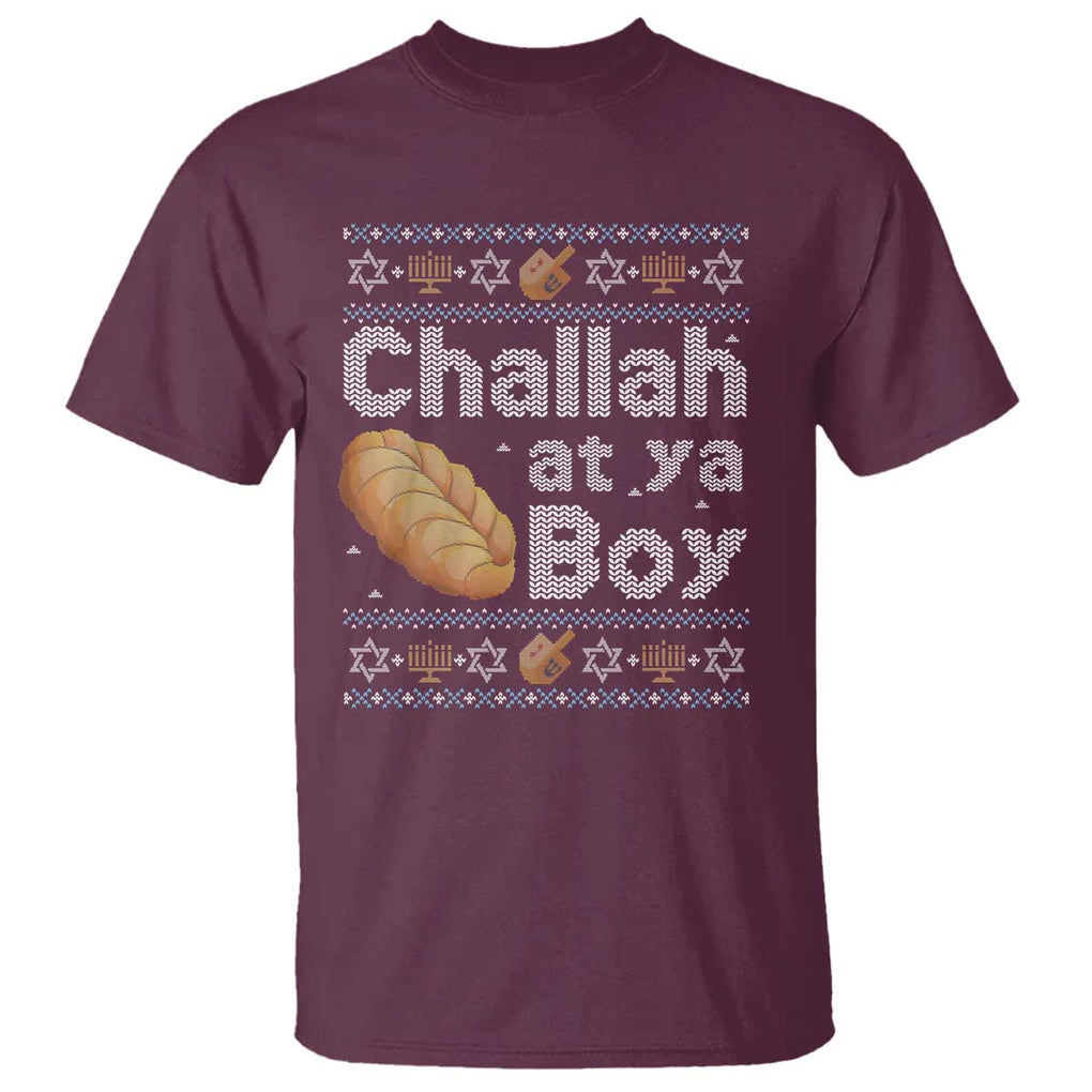 Funny Hanukkah T Shirt Challah At Ya Boy Jewish Holiday TS11 Maroon Print Your Wear