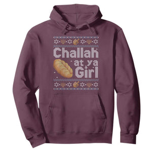 Funny Hanukkah Hoodie Challah At Ya Girl Jewish Holiday TS11 Maroon Print Your Wear