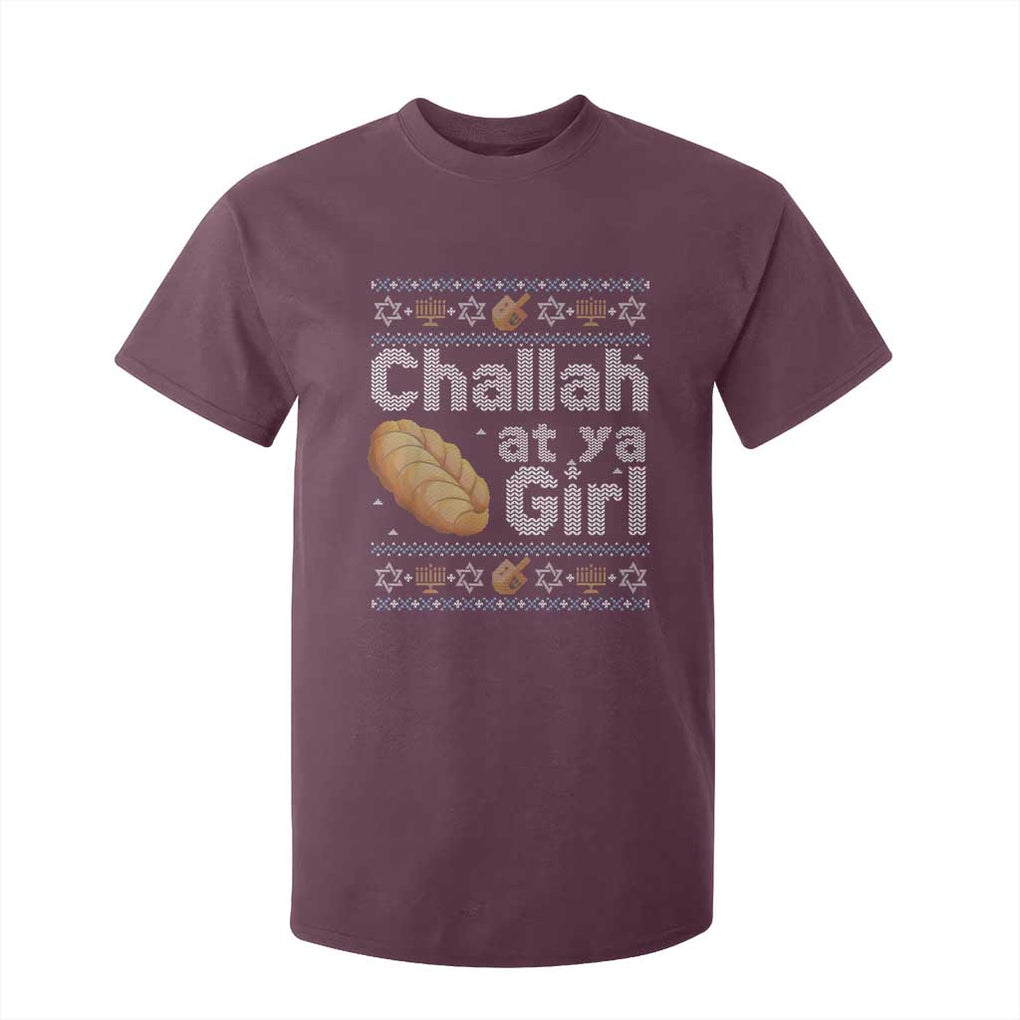 Funny Hanukkah T Shirt For Kid Challah At Ya Girl Jewish Holiday TS11 Maroon Print Your Wear