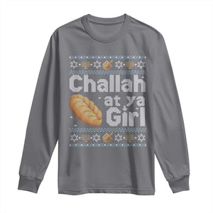 Funny Hanukkah Long Sleeve Shirt Challah At Ya Girl Jewish Holiday TS11 Charcoal Print Your Wear