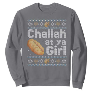 Funny Hanukkah Sweatshirt Challah At Ya Girl Jewish Holiday TS11 Charcoal Print Your Wear