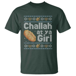 Funny Hanukkah T Shirt Challah At Ya Girl Jewish Holiday TS11 Dark Forest Green Print Your Wear