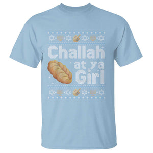 Funny Hanukkah T Shirt Challah At Ya Girl Jewish Holiday TS11 Light Blue Print Your Wear