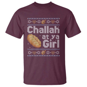 Funny Hanukkah T Shirt Challah At Ya Girl Jewish Holiday TS11 Maroon Print Your Wear