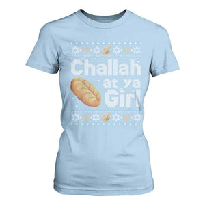 Funny Hanukkah T Shirt For Women Challah At Ya Girl Jewish Holiday TS11 Light Blue Print Your Wear