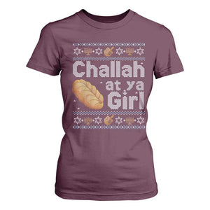 Funny Hanukkah T Shirt For Women Challah At Ya Girl Jewish Holiday TS11 Maroon Print Your Wear