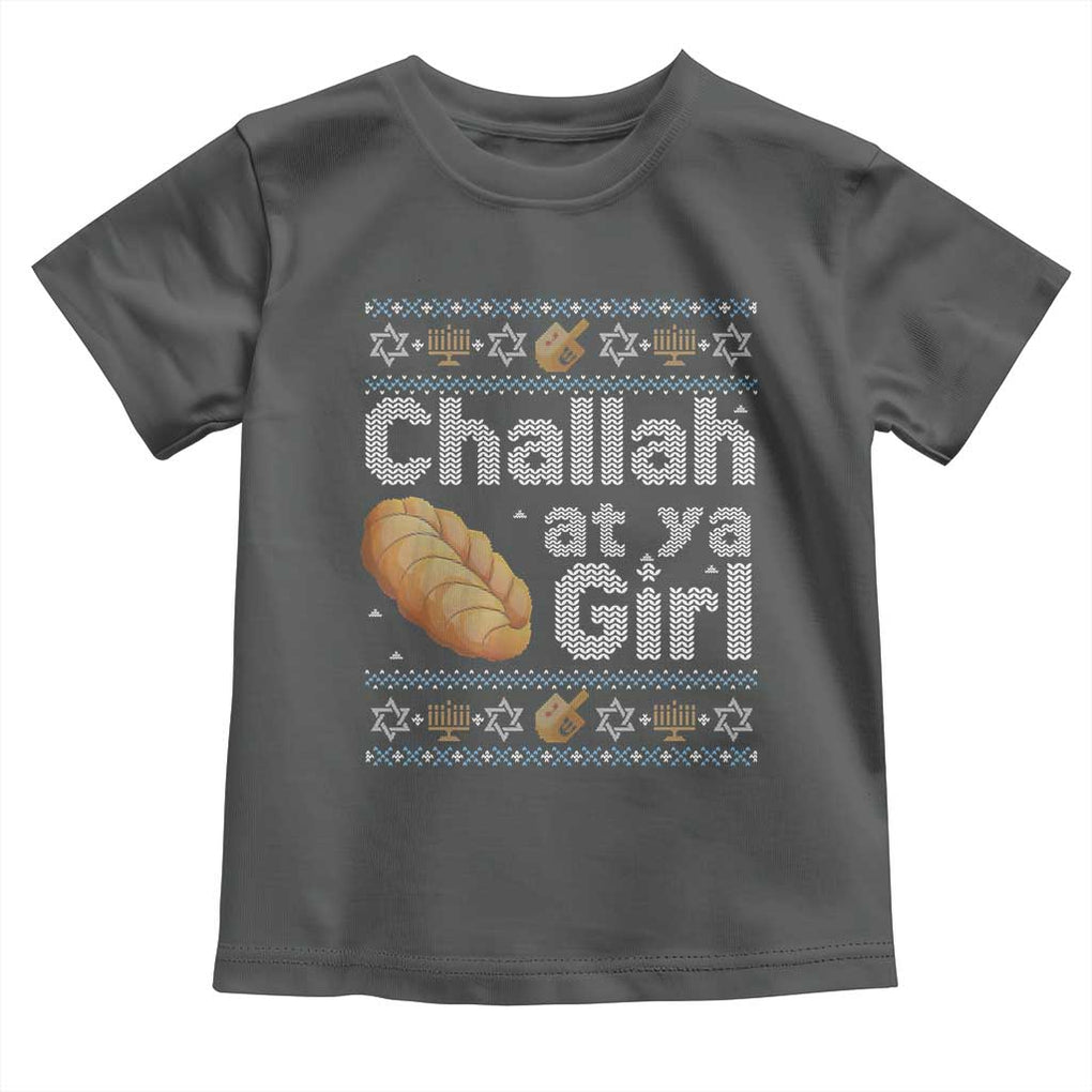 Funny Hanukkah Toddler T Shirt Challah At Ya Girl Jewish Holiday TS11 Dark Heather Print Your Wear