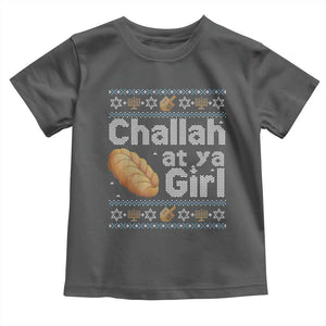 Funny Hanukkah Toddler T Shirt Challah At Ya Girl Jewish Holiday TS11 Dark Heather Print Your Wear