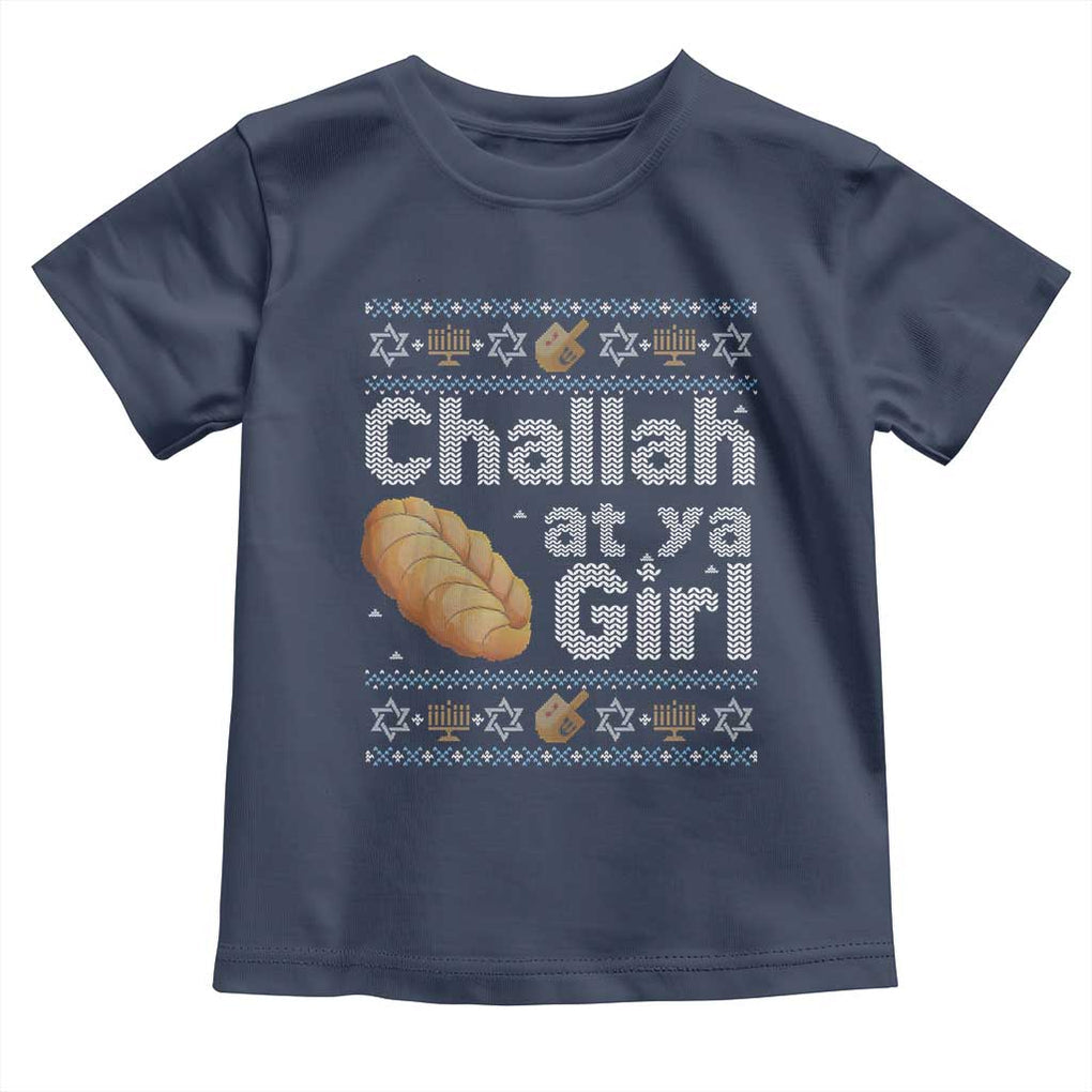 Funny Hanukkah Toddler T Shirt Challah At Ya Girl Jewish Holiday TS11 Navy Print Your Wear