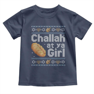 Funny Hanukkah Toddler T Shirt Challah At Ya Girl Jewish Holiday TS11 Navy Print Your Wear