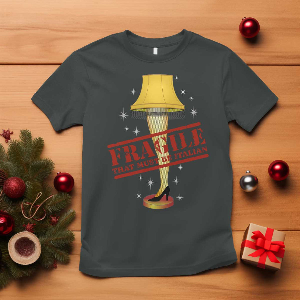 Funny Fragile That Must Be Italian Christmas Movie T Shirt TS11 Dark Heather Print Your Wear