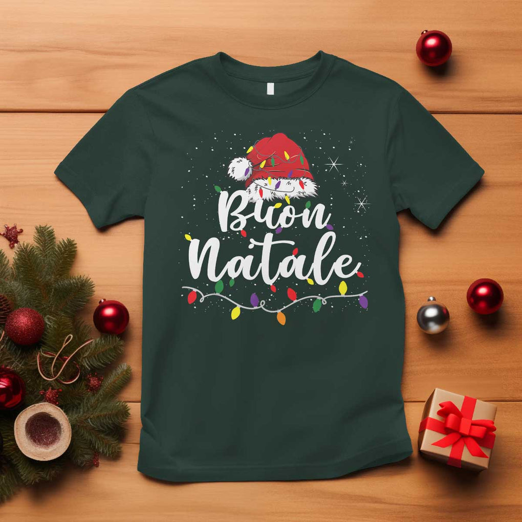 Funny Buon Natale T Shirt Italian Christmas Italy Pride Santa Hat TS11 Dark Forest Green Print Your Wear