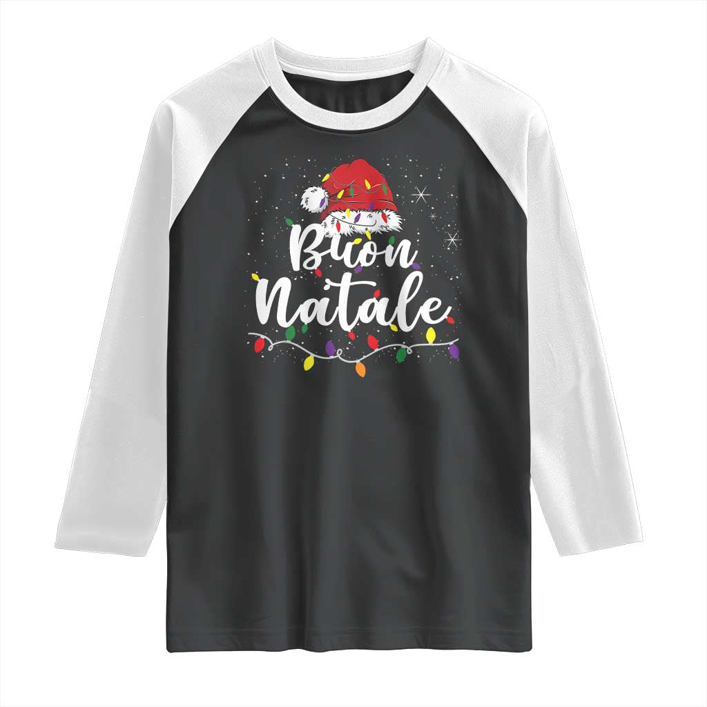 Funny Buon Natale Raglan Shirt Italian Christmas Italy Pride Santa Hat TS11 Black White Print Your Wear