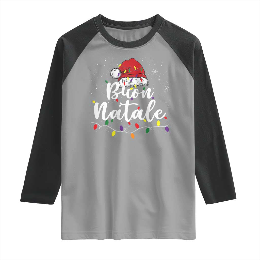 Funny Buon Natale Raglan Shirt Italian Christmas Italy Pride Santa Hat TS11 Sport Gray Black Print Your Wear
