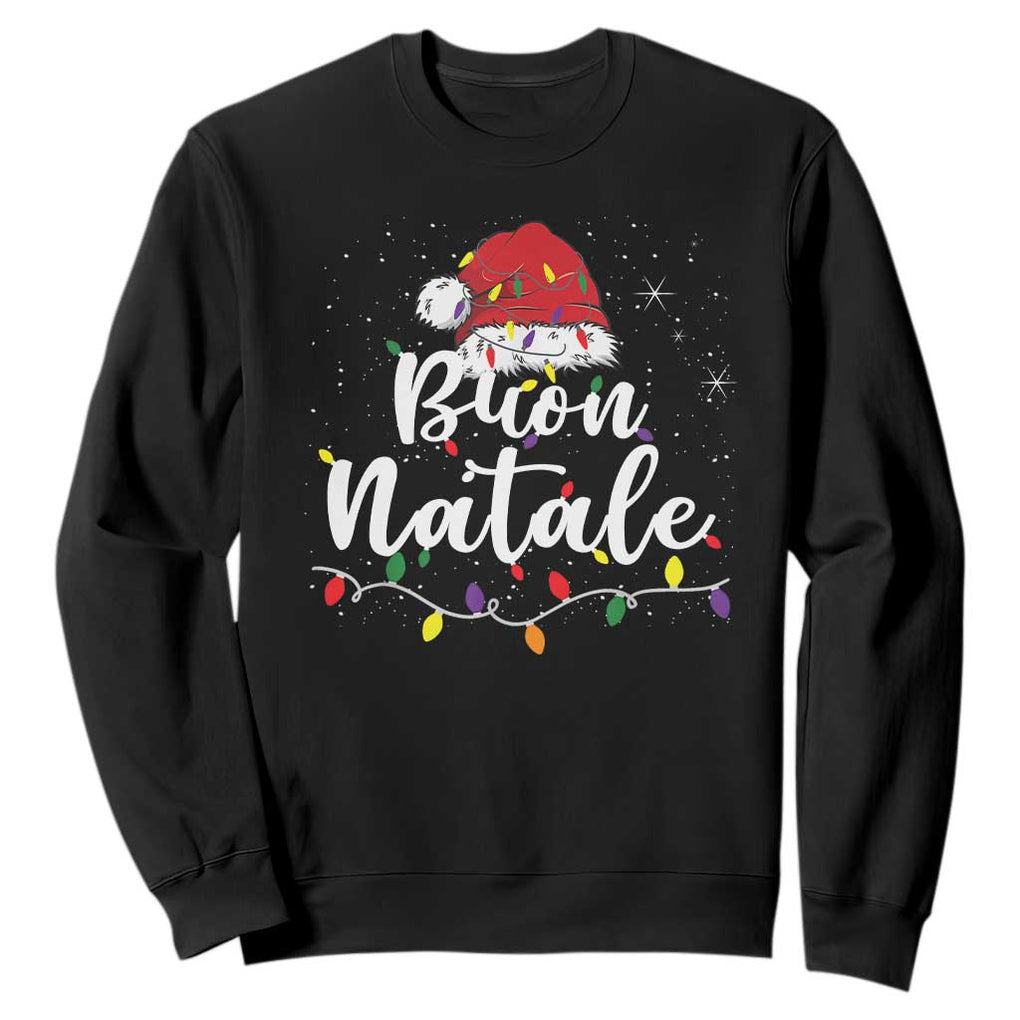 Funny Buon Natale Sweatshirt Italian Christmas Italy Pride Santa Hat TS11 Black Print Your Wear