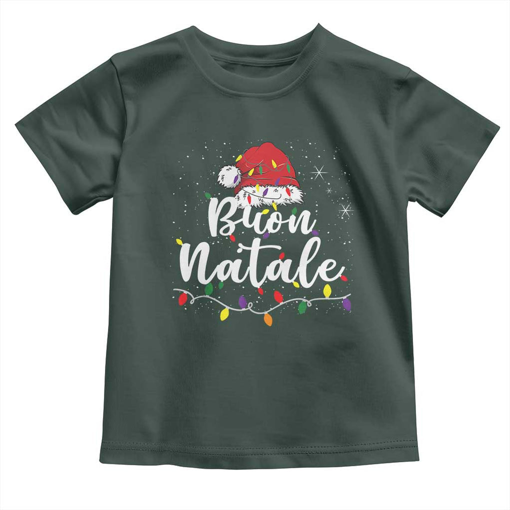 Funny Buon Natale Toddler T Shirt Italian Christmas Italy Pride Santa Hat TS11 Dark Forest Green Print Your Wear